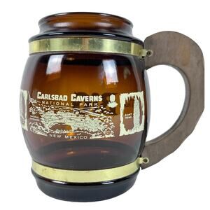 SiestaWare Amber/Brown “Think Big” Carlsbad caverns oversize Beer Stein Mug